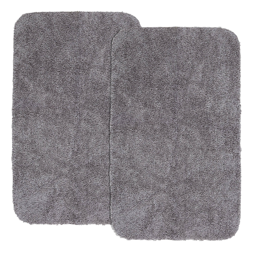 2pk. Basic Washable Bath Rug Set, 19.5" x 32" & 19.5" x 32", Light School Grey