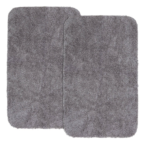 2pk. Basic Washable Bath Rug Set, 19.5" x 32" & 19.5" x 32", Light School Grey