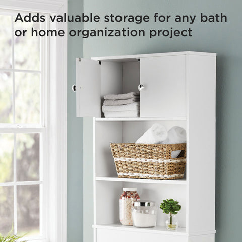 Bathroom Storage over the Toilet Space Saver with Three Fixed Shelves, White