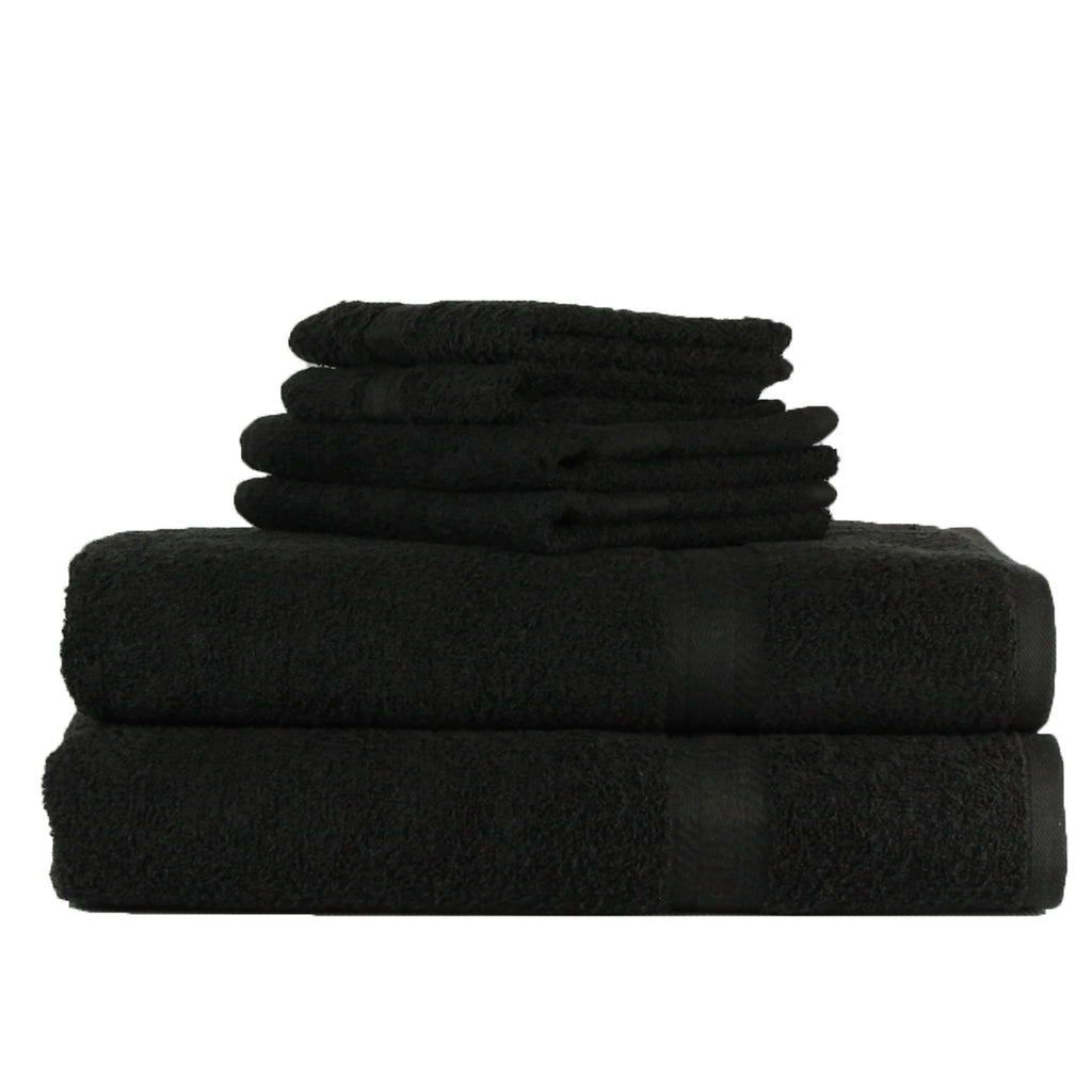 Basic Bath Collection - 6 Piece Towel Set, Black (2 Bath, 2 Hand & 2 Wash)