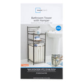 2-Shelf Bathroom Storage Tower with Hamper, Oil Rubbed Bronze