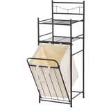 2-Shelf Bathroom Storage Tower with Hamper, Oil Rubbed Bronze