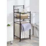 2-Shelf Bathroom Storage Tower with Hamper, Oil Rubbed Bronze