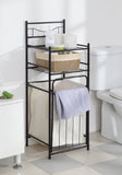 2-Shelf Bathroom Storage Tower with Hamper, Oil Rubbed Bronze